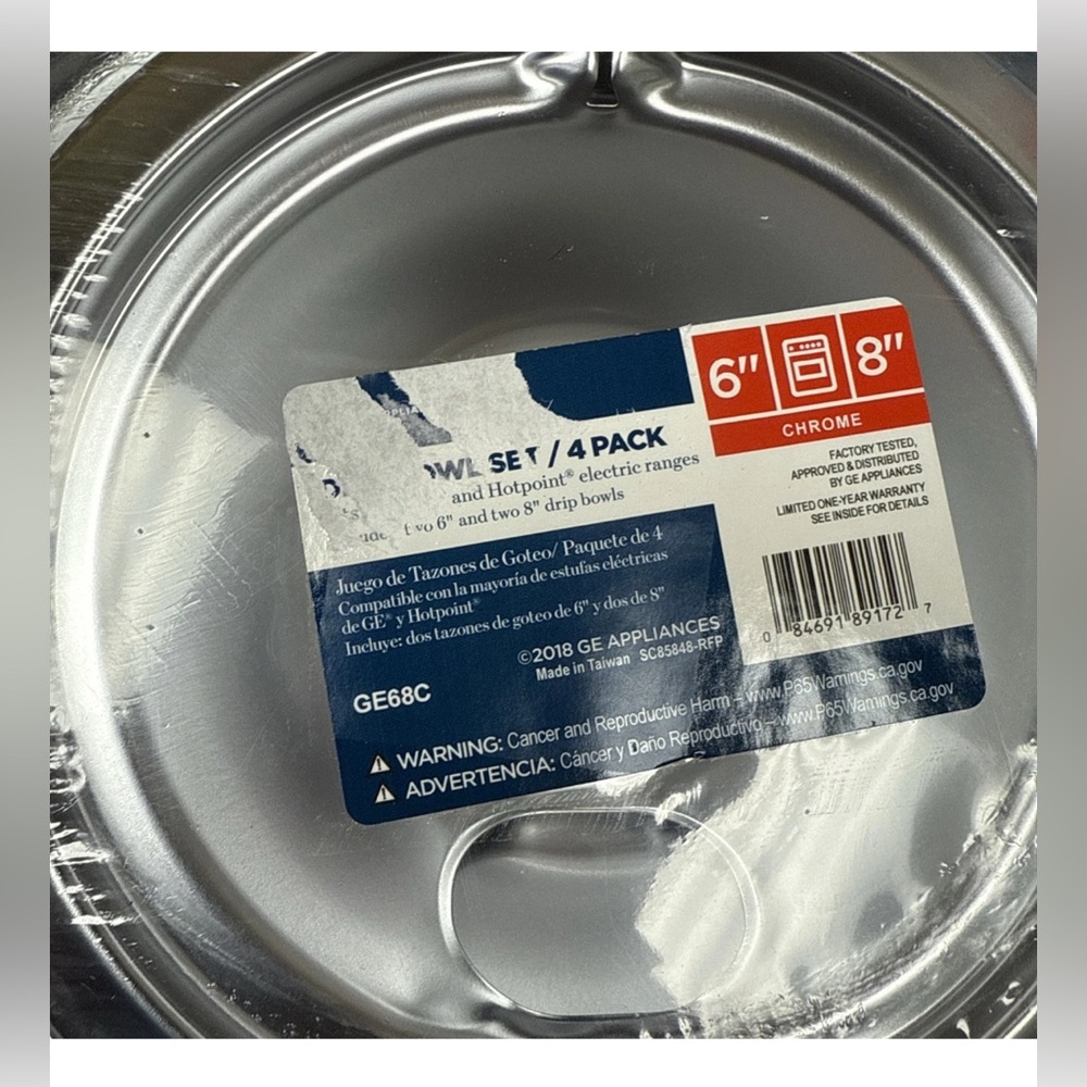 Set of 4 Drip Bowls Fits Most GE & Hotpoint Electric Stove/ Ranges GE68C NEW